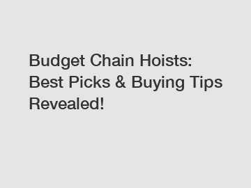 Budget Chain Hoists: Best Picks & Buying Tips Revealed!