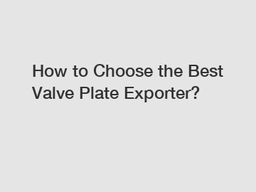 How to Choose the Best Valve Plate Exporter?
