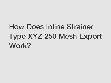 How Does Inline Strainer Type XYZ 250 Mesh Export Work?