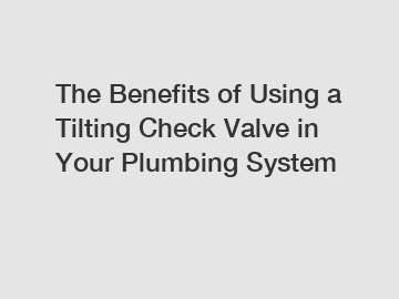 The Benefits of Using a Tilting Check Valve in Your Plumbing System