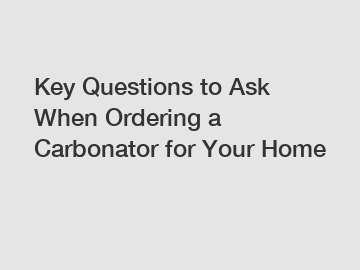 Key Questions to Ask When Ordering a Carbonator for Your Home