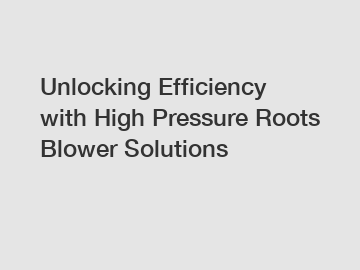 Unlocking Efficiency with High Pressure Roots Blower Solutions