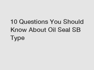 10 Questions You Should Know About Oil Seal SB Type