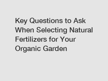 Key Questions to Ask When Selecting Natural Fertilizers for Your Organic Garden