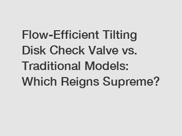 Flow-Efficient Tilting Disk Check Valve vs. Traditional Models: Which Reigns Supreme?