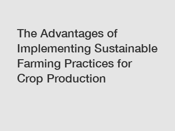 The Advantages of Implementing Sustainable Farming Practices for Crop Production