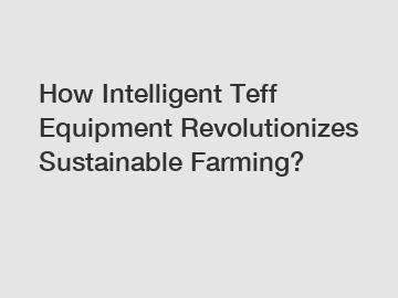 How Intelligent Teff Equipment Revolutionizes Sustainable Farming?