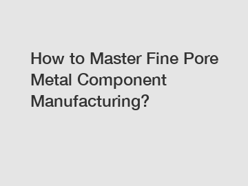 How to Master Fine Pore Metal Component Manufacturing?