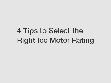 4 Tips to Select the Right Iec Motor Rating