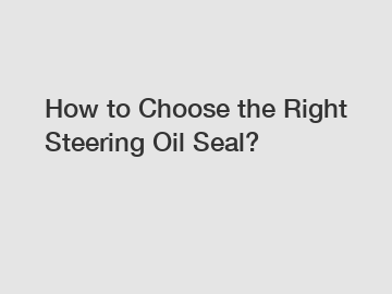 How to Choose the Right Steering Oil Seal?