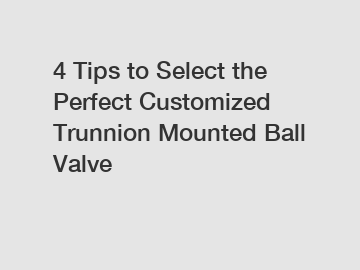 4 Tips to Select the Perfect Customized Trunnion Mounted Ball Valve