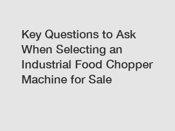 Key Questions to Ask When Selecting an Industrial Food Chopper Machine for Sale