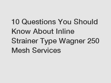 10 Questions You Should Know About Inline Strainer Type Wagner 250 Mesh Services