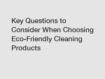 Key Questions to Consider When Choosing Eco-Friendly Cleaning Products