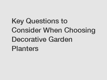 Key Questions to Consider When Choosing Decorative Garden Planters