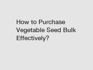 How to Purchase Vegetable Seed Bulk Effectively?