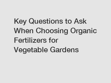 Key Questions to Ask When Choosing Organic Fertilizers for Vegetable Gardens