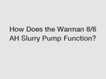 How Does the Warman 8/6 AH Slurry Pump Function?