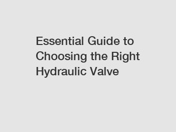 Essential Guide to Choosing the Right Hydraulic Valve