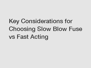 Key Considerations for Choosing Slow Blow Fuse vs Fast Acting