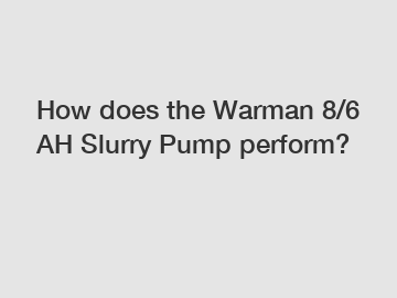 How does the Warman 8/6 AH Slurry Pump perform?