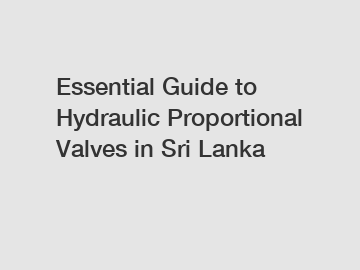Essential Guide to Hydraulic Proportional Valves in Sri Lanka