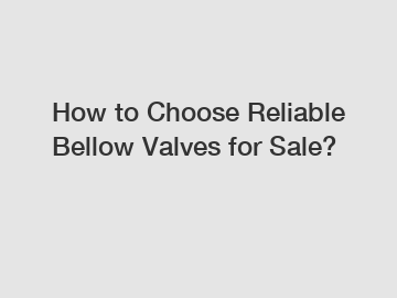 How to Choose Reliable Bellow Valves for Sale?