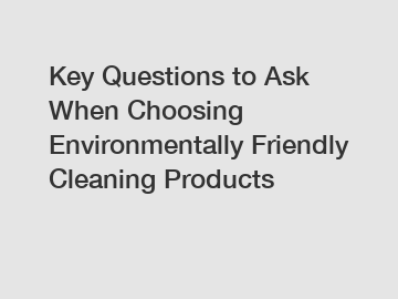 Key Questions to Ask When Choosing Environmentally Friendly Cleaning Products
