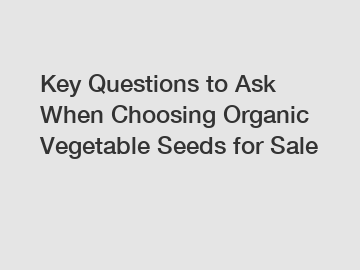 Key Questions to Ask When Choosing Organic Vegetable Seeds for Sale