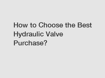 How to Choose the Best Hydraulic Valve Purchase?