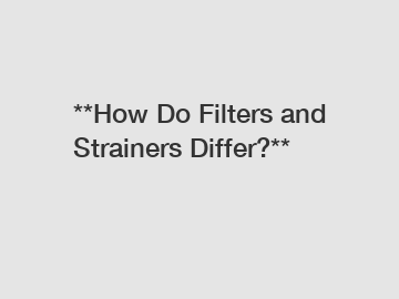 **How Do Filters and Strainers Differ?**