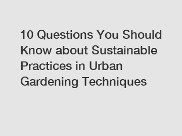 10 Questions You Should Know about Sustainable Practices in Urban Gardening Techniques