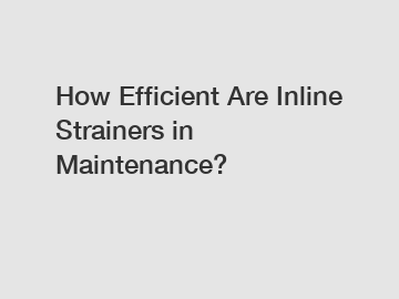 How Efficient Are Inline Strainers in Maintenance?