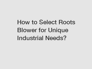 How to Select Roots Blower for Unique Industrial Needs?