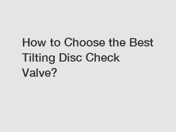 How to Choose the Best Tilting Disc Check Valve?