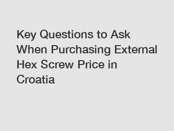 Key Questions to Ask When Purchasing External Hex Screw Price in Croatia