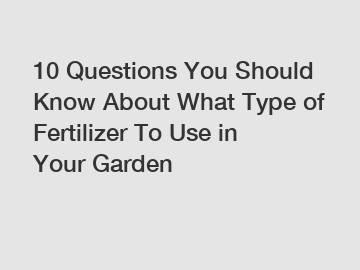 10 Questions You Should Know About What Type of Fertilizer To Use in Your Garden