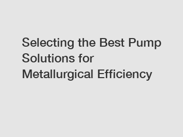 Selecting the Best Pump Solutions for Metallurgical Efficiency