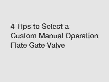 4 Tips to Select a Custom Manual Operation Flate Gate Valve