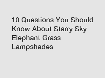 10 Questions You Should Know About Starry Sky Elephant Grass Lampshades