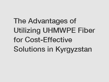 The Advantages of Utilizing UHMWPE Fiber for Cost-Effective Solutions in Kyrgyzstan