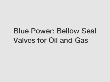 Blue Power: Bellow Seal Valves for Oil and Gas