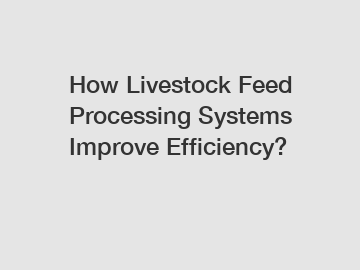 How Livestock Feed Processing Systems Improve Efficiency?