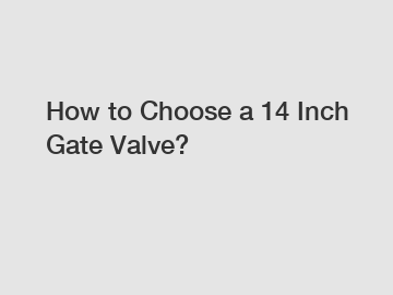 How to Choose a 14 Inch Gate Valve?