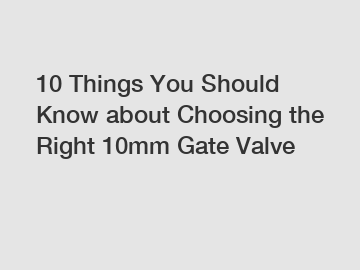 10 Things You Should Know about Choosing the Right 10mm Gate Valve