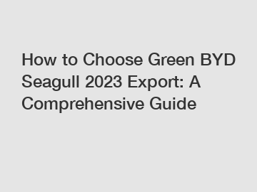How to Choose Green BYD Seagull 2023 Export: A Comprehensive Guide