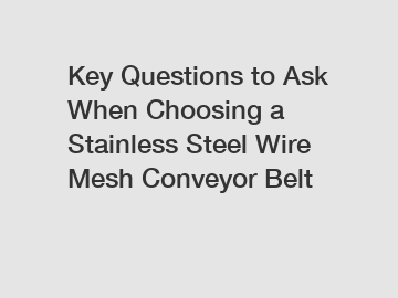 Key Questions to Ask When Choosing a Stainless Steel Wire Mesh Conveyor Belt