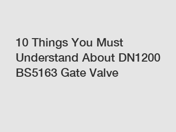 10 Things You Must Understand About DN1200 BS5163 Gate Valve