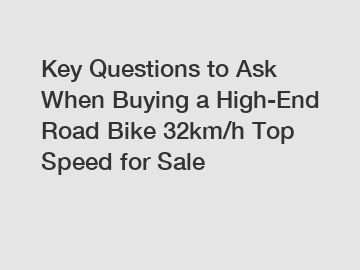 Key Questions to Ask When Buying a High-End Road Bike 32km/h Top Speed for Sale