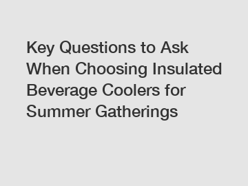 Key Questions to Ask When Choosing Insulated Beverage Coolers for Summer Gatherings